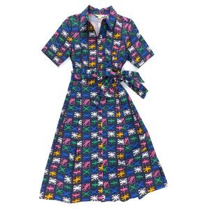 NEW Boden Anastasia Shirt Dress Union Jack Print British Flag Modest Preppy Midi
